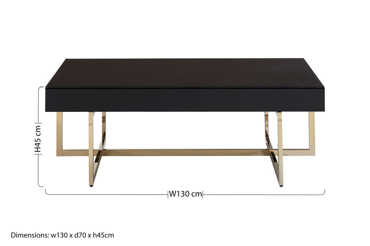 Ragusa Black Mirrored Glass Coffee Table