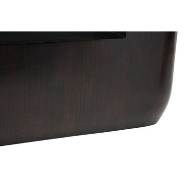Black Oval Ebony Bamboo Console Table with Curved Edges and Undershelf Storage, Gabelle