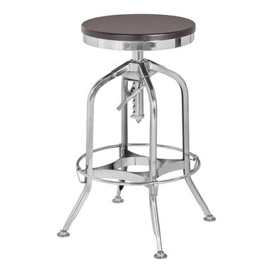 Gator Chrome and Ash Wood Adjustable Bar Stool