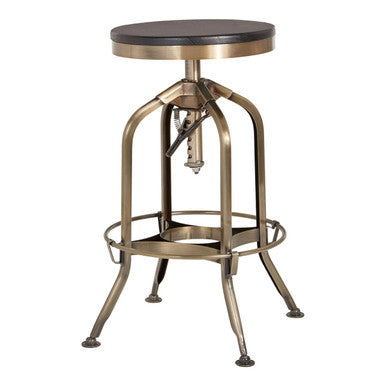 Gator Brass Finish and Ash Wood Adjustable Bar Stool