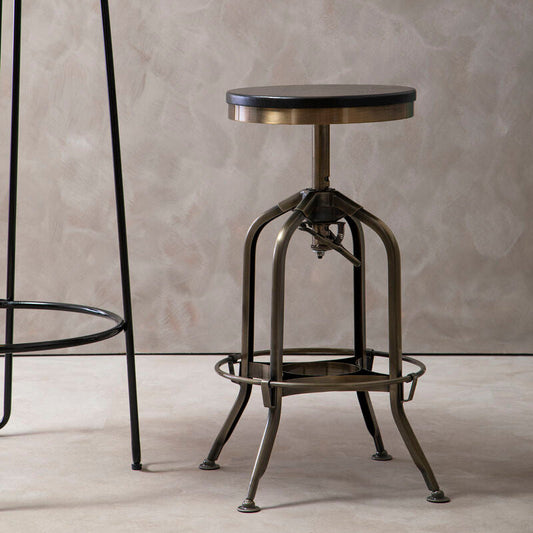 Brass Finish and Ash Wood Adjustable Bar Stool | Gator