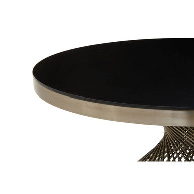 Black Tempered Glass Top Coffee Table with Silver Base, Anzio