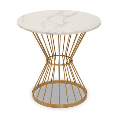 Hourglass Dining Table with White Marble Top and Gold Base, Anzio