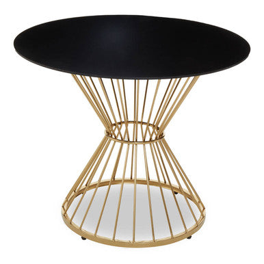Hourglass Dining Table with Black Glass Top and Gold Base, Anzio