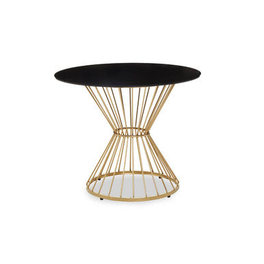 Hourglass Dining Table with Black Glass Top and Gold Base, Anzio
