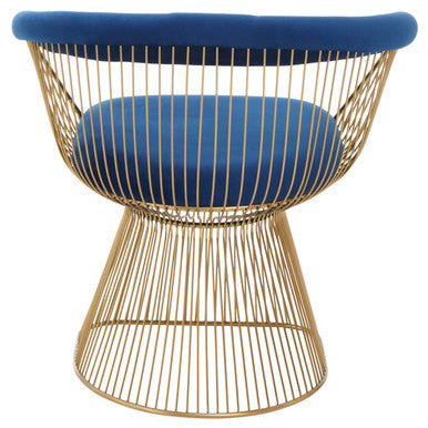 Anzio Navy Blue Velvet And Brushed Gold Chair