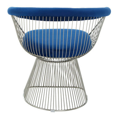 Anzio Navy Blue Velvet And Brushed Silver Chair