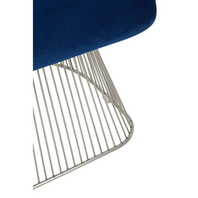 Anzio Navy Blue Velvet And Brushed Silver Chair