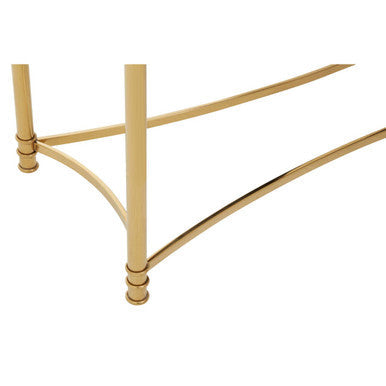 Gold Stainless Steel Base Console Table with Black Glass Top, Ackley