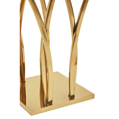 White Marble Top Side Table with Gold Sculptural Metal Base, Arenza