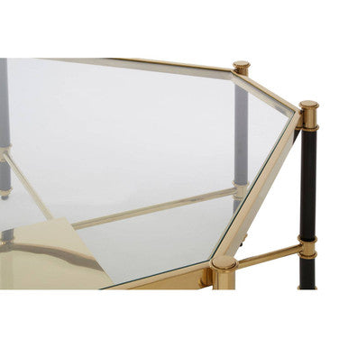 Allessi Silver Metal and  Side Table with Black Legs