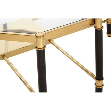 Allessi Silver Metal and  Side Table with Black Legs