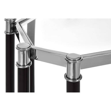 Silver and Black Chrome Finish Console Table with Clear Tempered Glass Top, Allessi