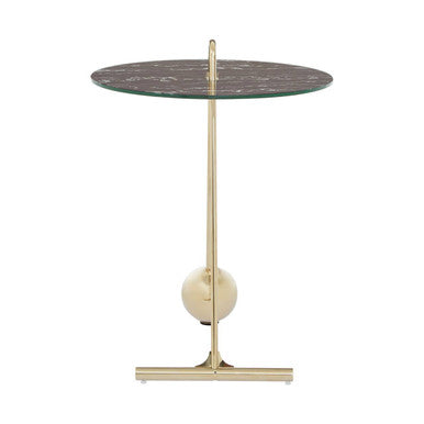 Black Marble Effect Top End Table with Gold Splayed Legs, Oria