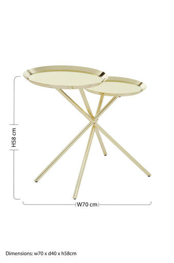 Gold Chrome Finish Frame Side Table with Metallic Plates Top, Oria