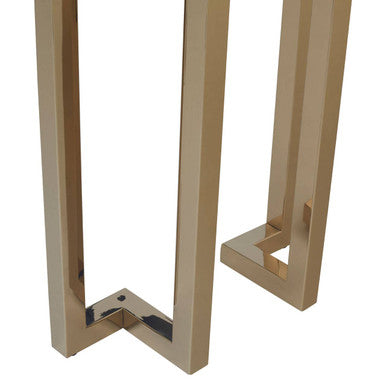 Grey Glass Top Console Table with Warm Gold Stainless Steel Frame, Oria