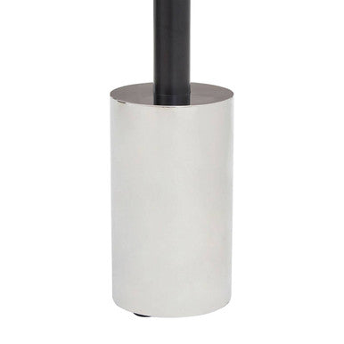 Black and Silver Powder-Coated T-Shape End Table with Clear Glass Top, Oria