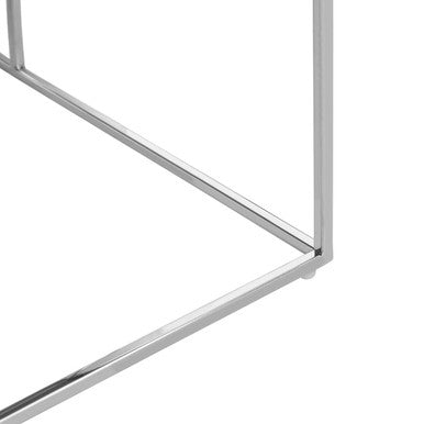 Brushed Silver and Gold Checked Coffee Table with Stainless Steel Square Frame, Oria
