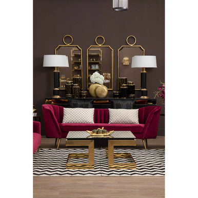 3 Seater Wine Velvet Sofa, Binky
