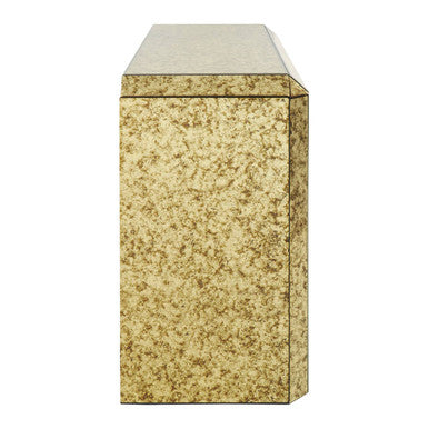 Gold Mirrored Console Table with Two Drawers and Ring Handles, Komo