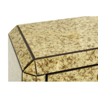 Gold Mirrored Console Table with Two Drawers and Ring Handles, Komo