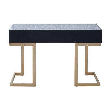 Antique Mirrored Top Console Table with Two Drawers and Brass Finish Iron Stand, Kesena