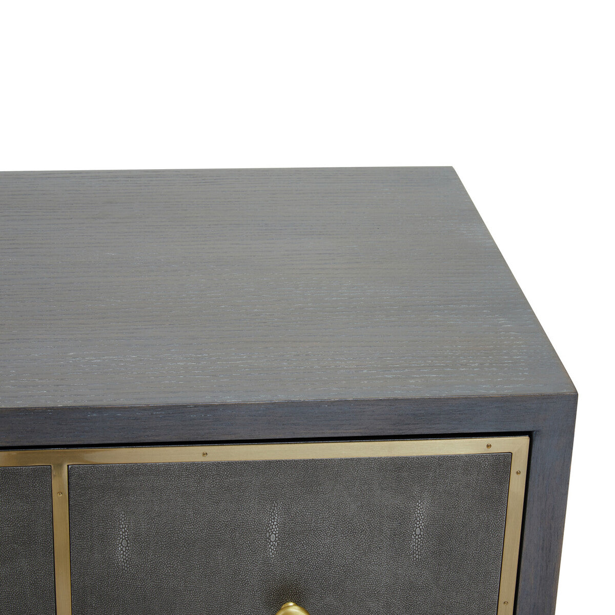Grey and Gold Warm Metallic Finish Shagreen Effect 4-Drawer Console Table with Knob Handle, Deskey