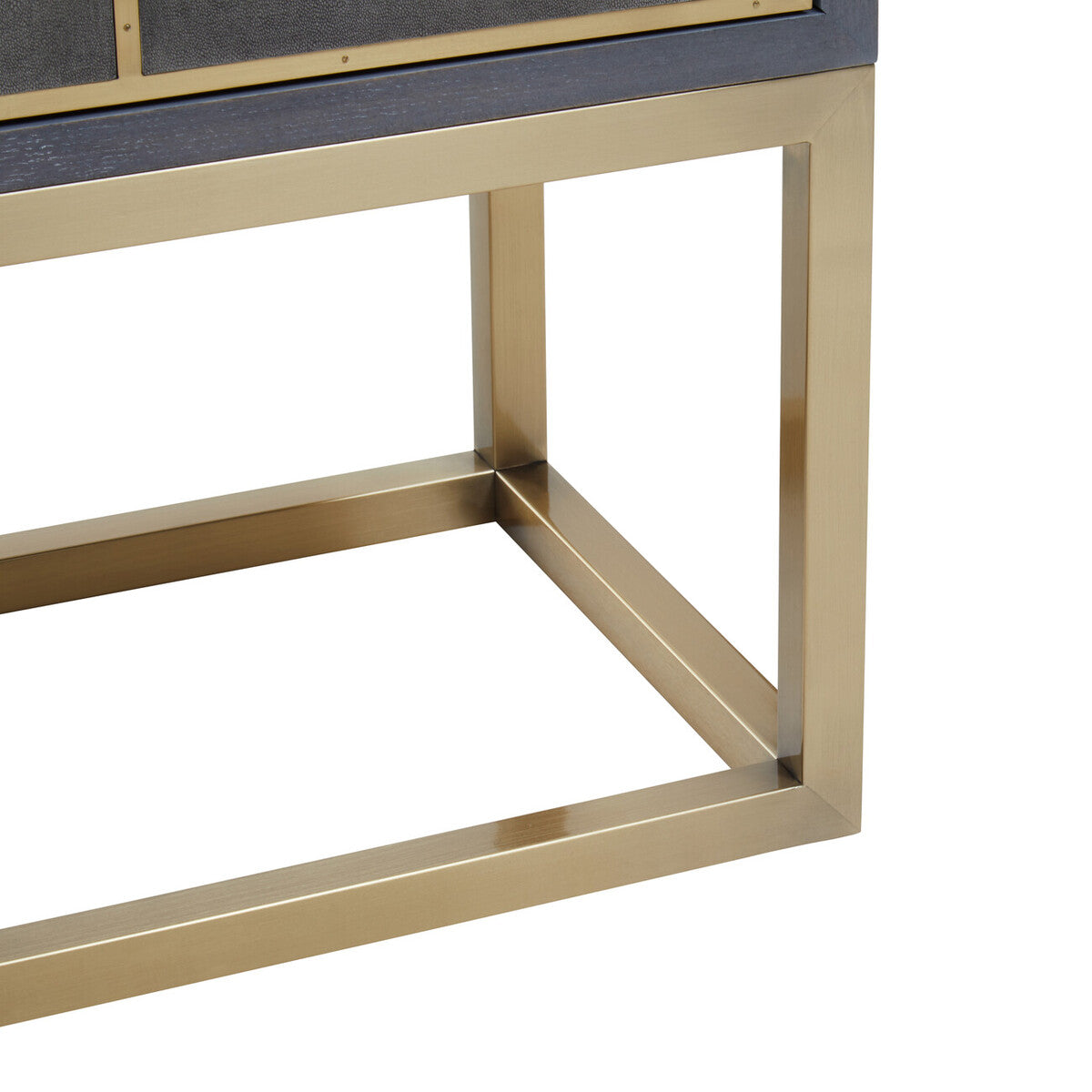 Grey and Gold Warm Metallic Finish Shagreen Effect 4-Drawer Console Table with Knob Handle, Deskey