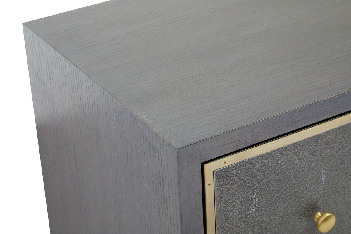 Grey and Gold Warm Metallic Finish Shagreen Effect 4-Drawer Console Table with Knob Handle, Deskey