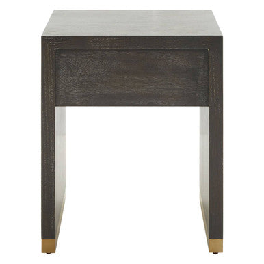 Grey and Gold Metallic Base Shagreen Effect 1-Drawer Side Table with Knob Handle, Deskey