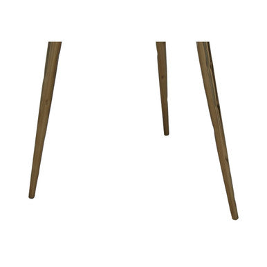 Brown Petrified Wood Top Side Table with Brass Finish Angular Legs, Relic