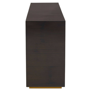 Brown and Gold Ebony Bamboo Sunburst Top Console Table with Clean-Lined, Gabelle