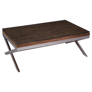 Kerala Natural Recycled Wood Coffee Table with Cross Base