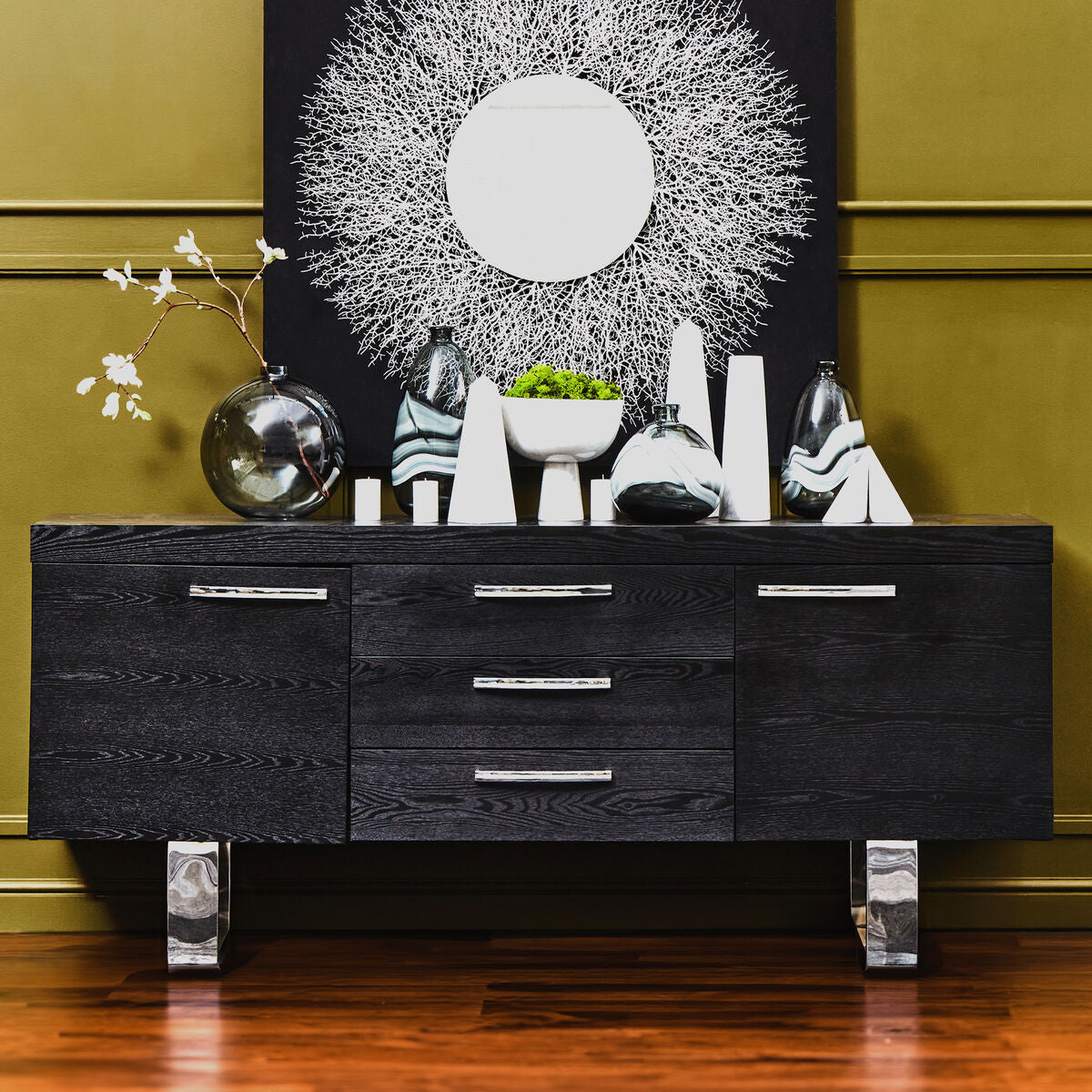 Ulmus Black Elm Wood Sideboard