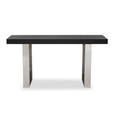 Black Elm Wood Rectangular Console Table with Stainless Steel U Shaped Legs, Ulmus