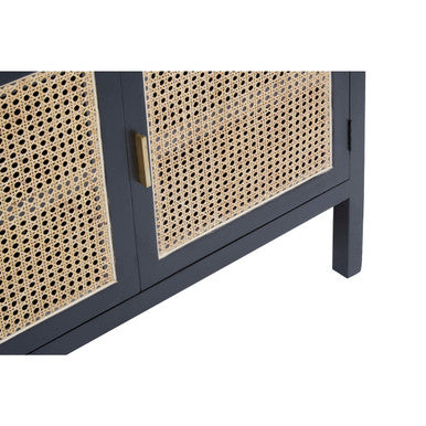 Corso Black Sideboard with 3 Rattan Doors