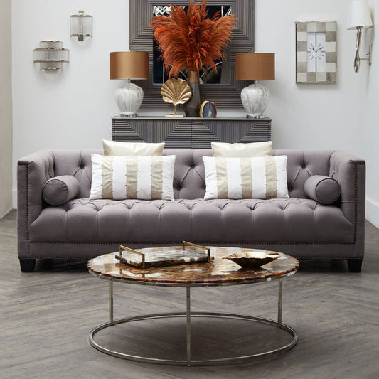 3 Seater Grey Fabric Sofa, Surina