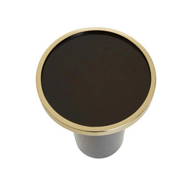 Gold and Black Art Deco Pillar Metal Side Table with Base, Elva