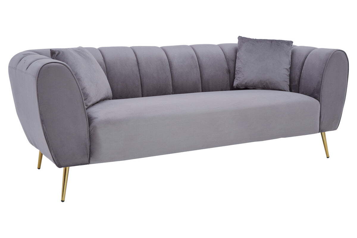 3 Seater Grey Velvet Sofa, Florine