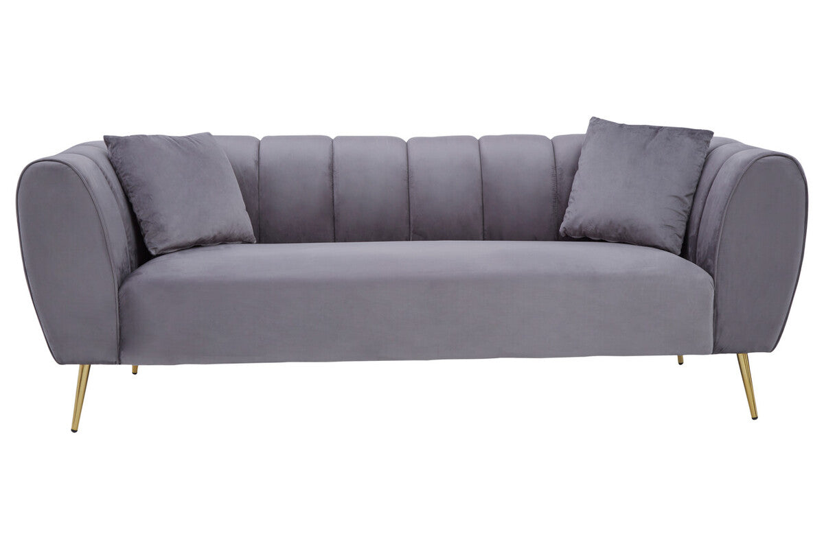 3 Seater Grey Velvet Sofa, Florine