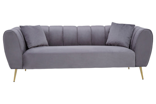 3 Seater Grey Velvet Sofa, Florine