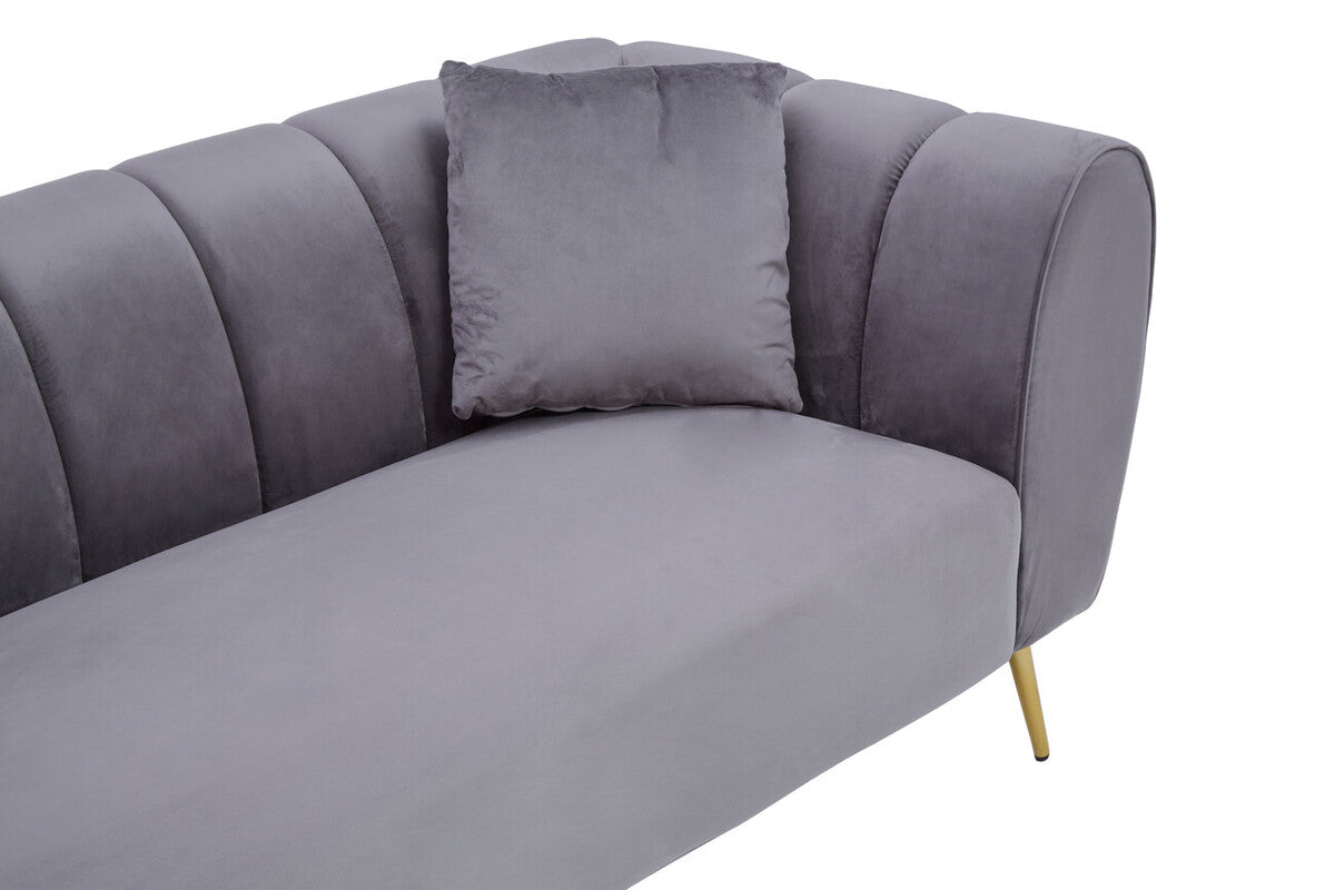 3 Seater Grey Velvet Sofa, Florine