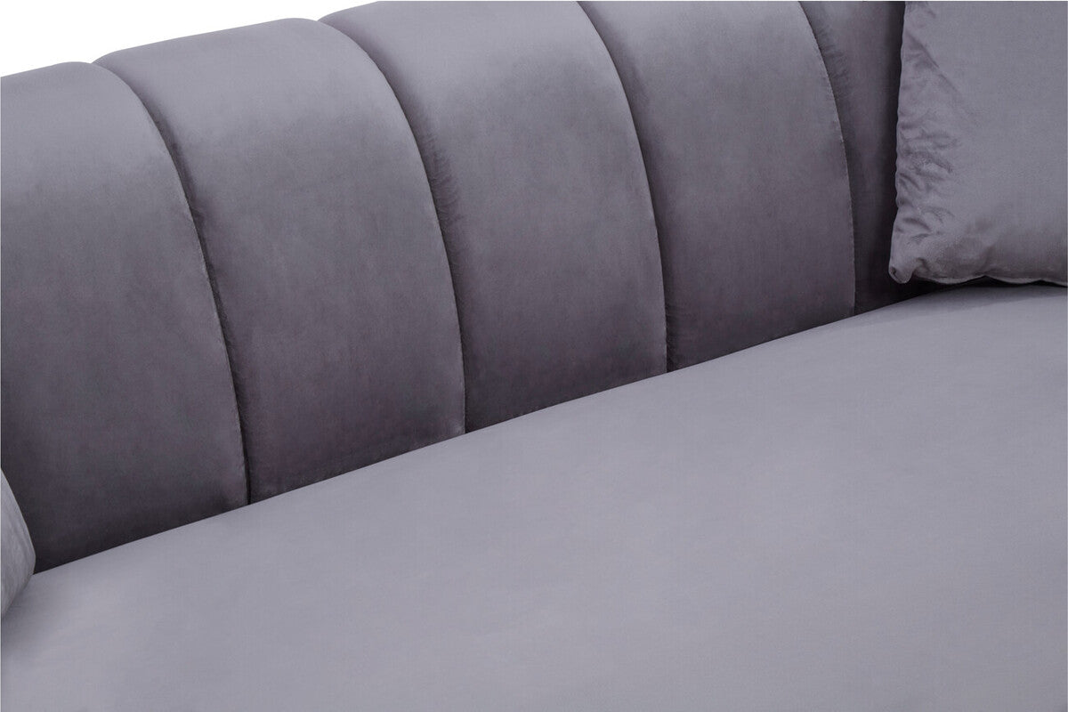 3 Seater Grey Velvet Sofa, Florine
