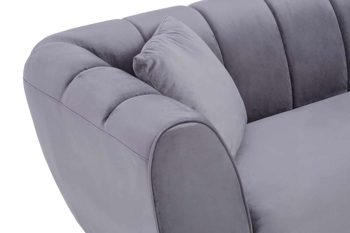 3 Seater Grey Velvet Sofa, Florine