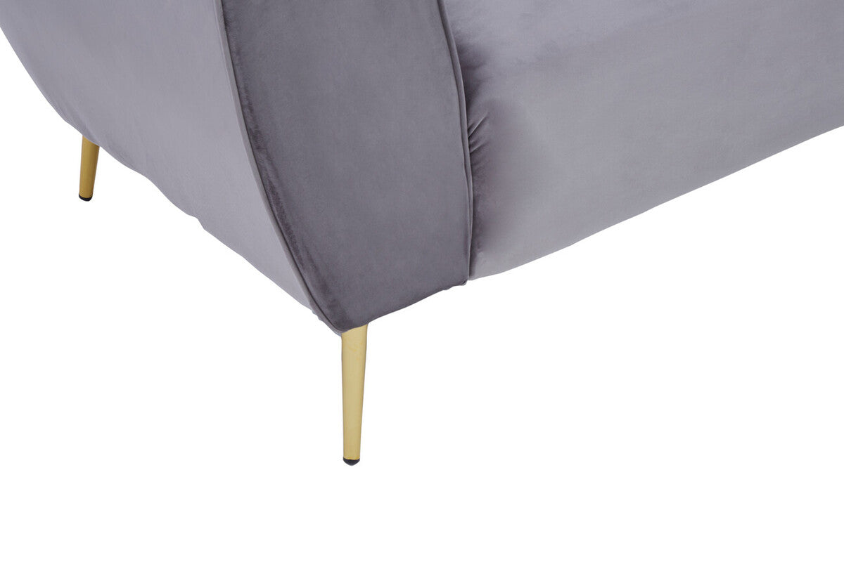 3 Seater Grey Velvet Sofa, Florine