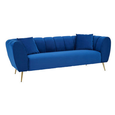 3 Seater Midnight Blue Velvet Sofa, Florine