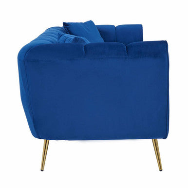 3 Seater Midnight Blue Velvet Sofa, Florine