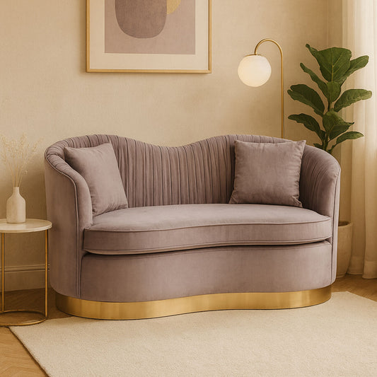2 Seater Grey Pleated Velvet Sofa | Franza