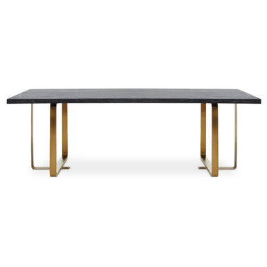 Lena Black Oak Veneer Rectangular Dining Table with Brushed Gold Base