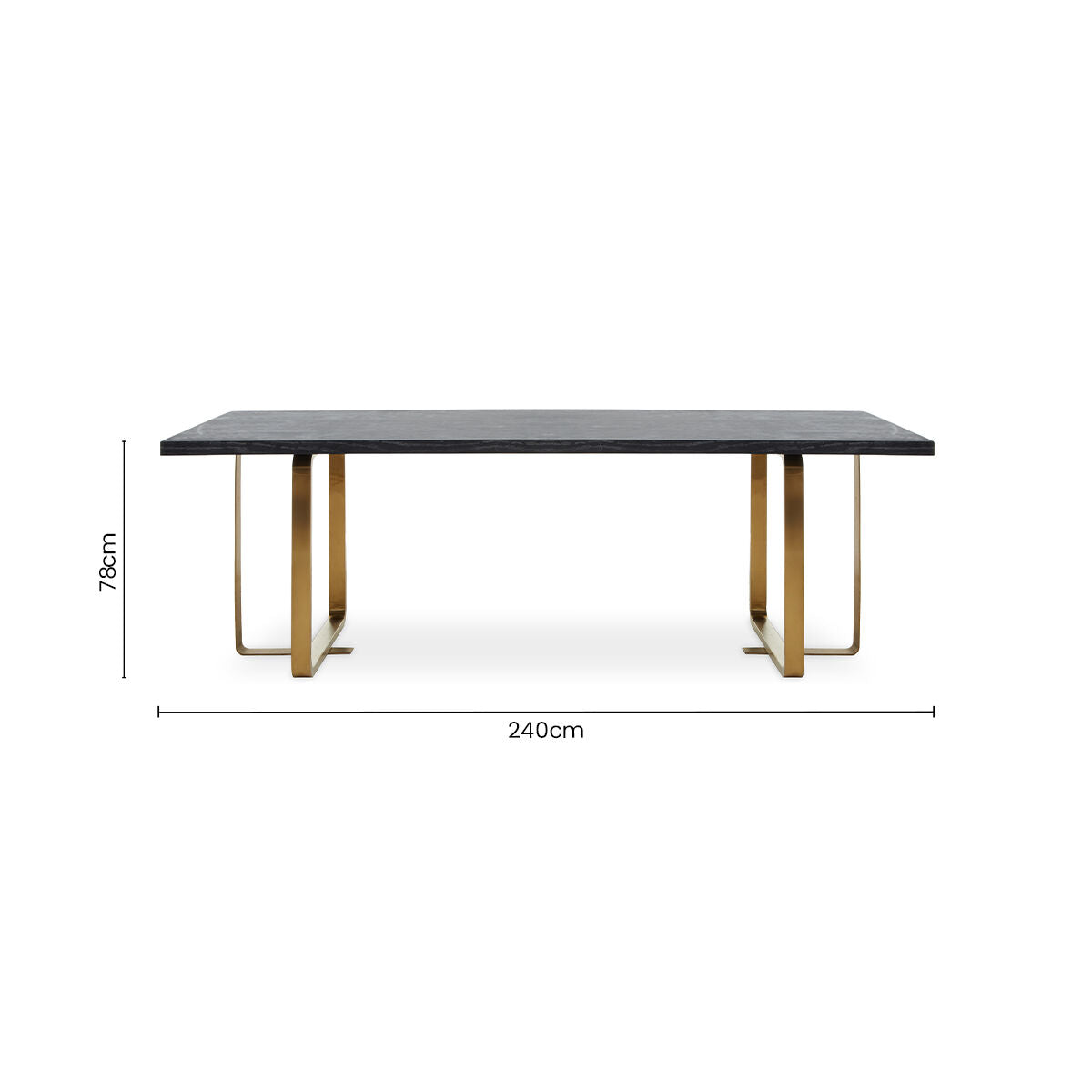 Lena Black Oak Veneer Rectangular Dining Table with Brushed Gold Base